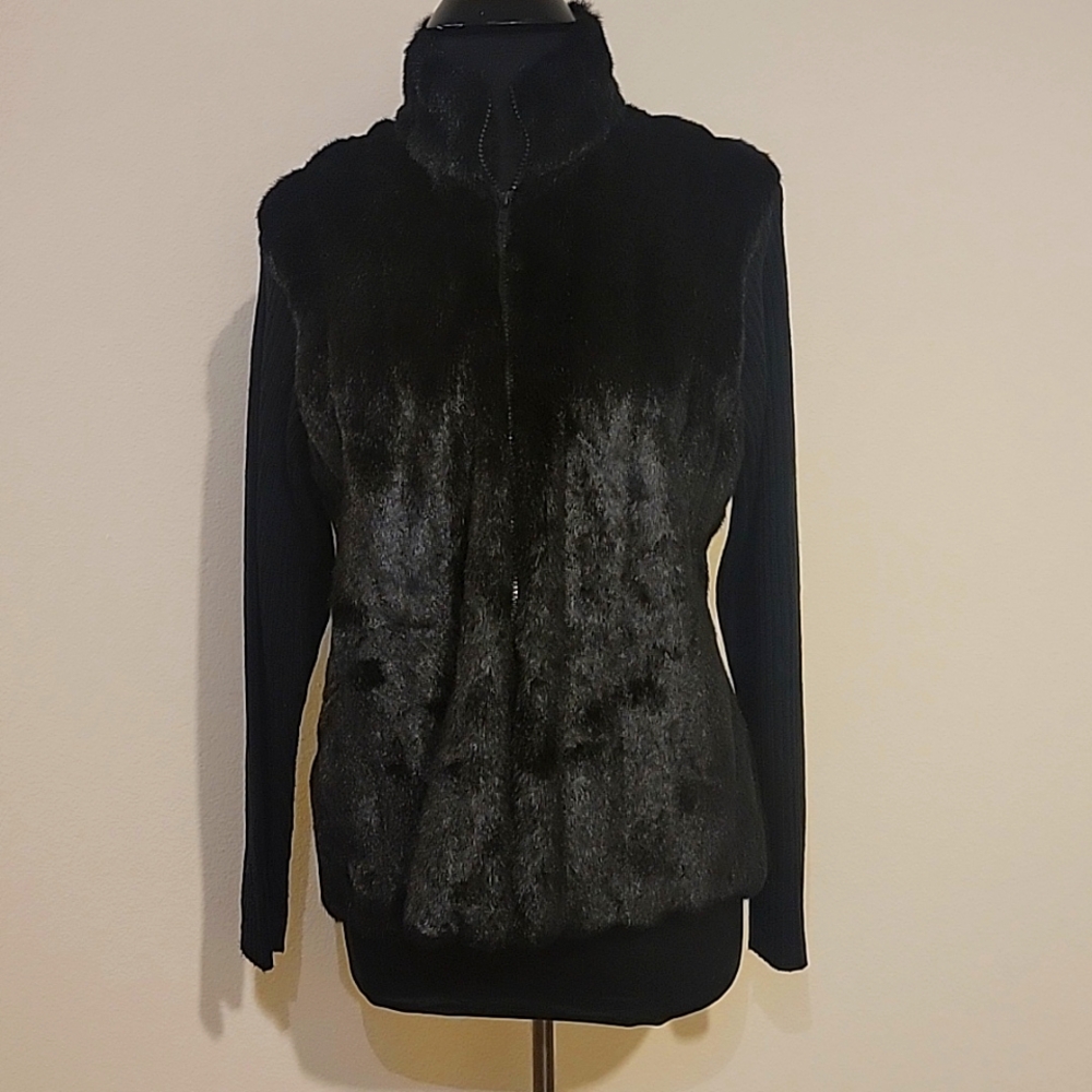 Lane Bryant Black Fur Sweater Jacker